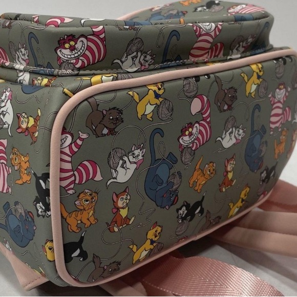 Loungefly Disney Cats Mini Backpack & Wallet Bundle Gray/Pink - Picture 3 of 6